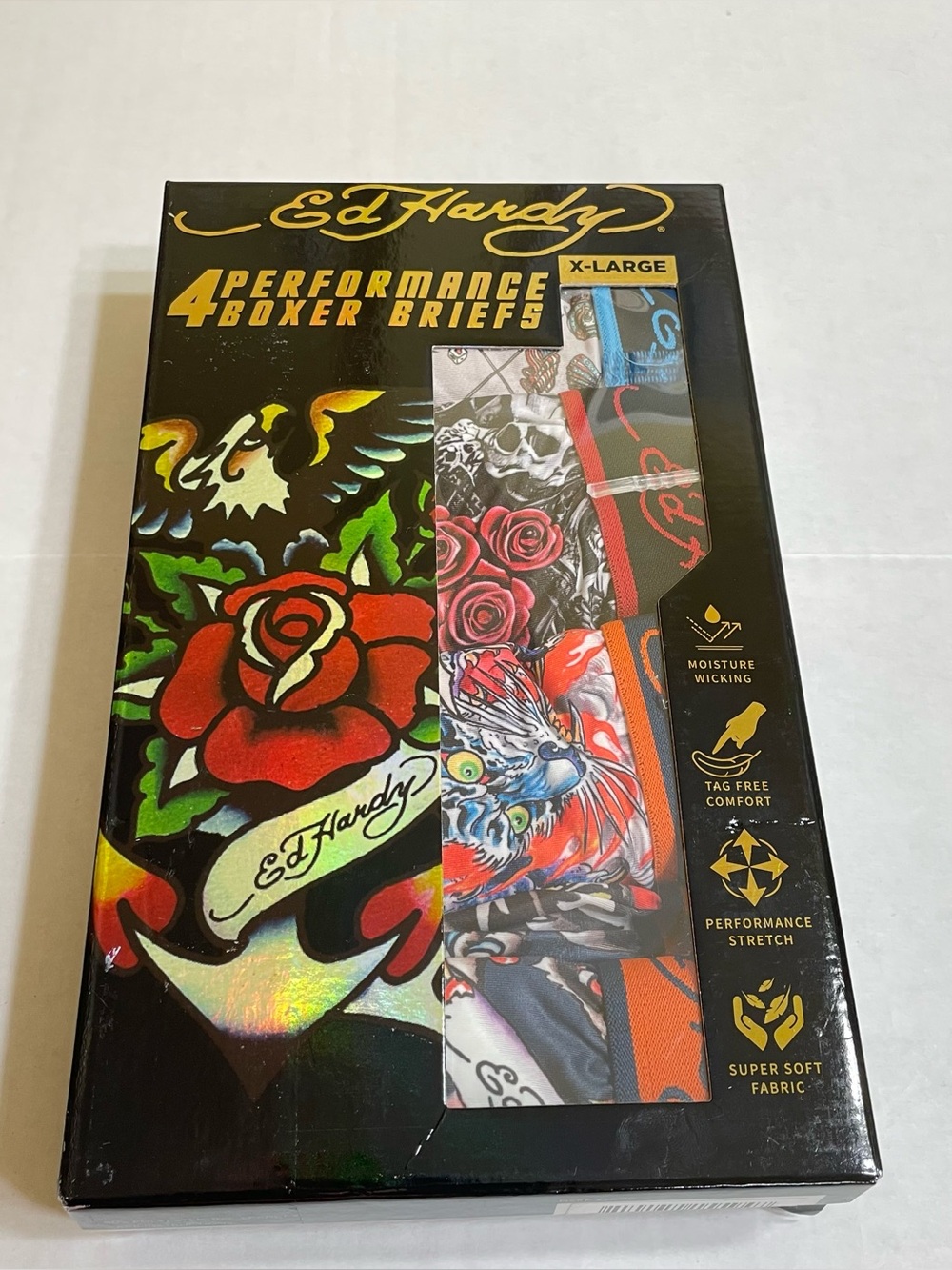 Ed Hardy Performance Boxer Briefs Size XL 4 Pack
